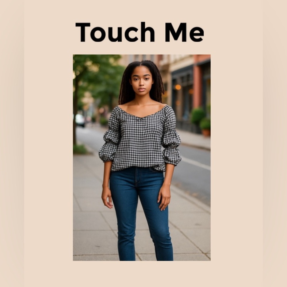 Touch Me Women’s Black and White Gingham Blouse Size 1X